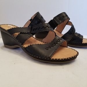 GABOR SPORT WEDGE SANDALS BLACK SZ 4